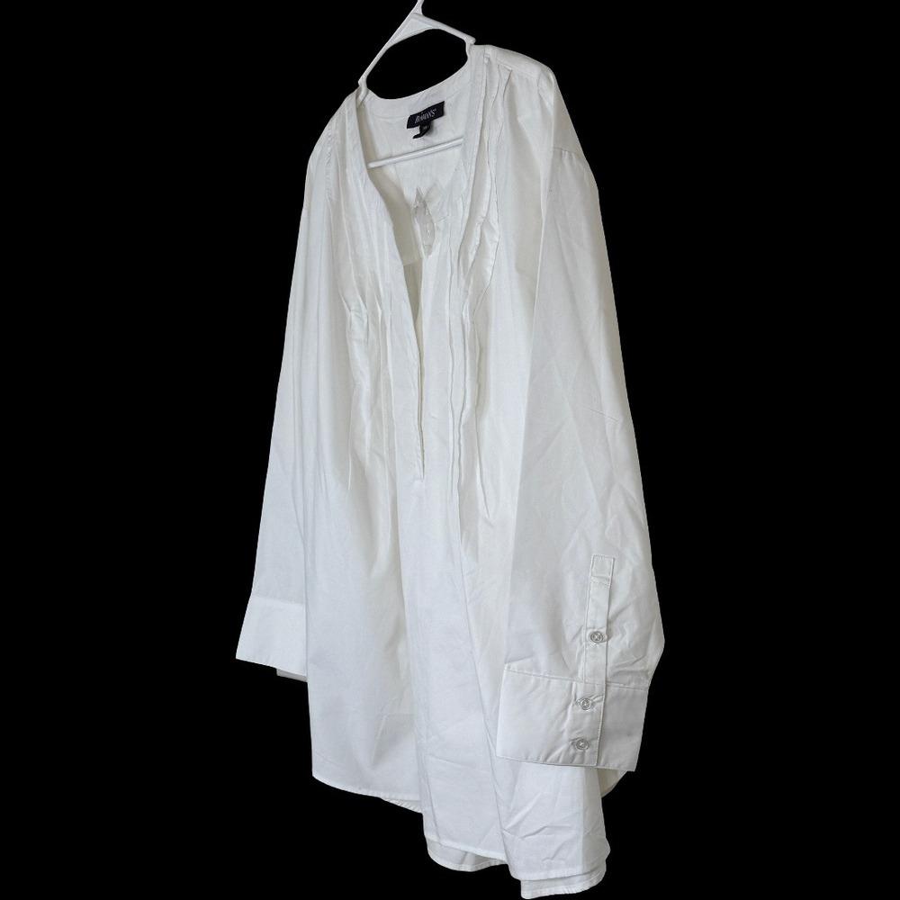 Roaman's White Pintuck Split Neck Tunic Blouse Plus Size 24W Long Sleeve - Picture 11 of 11